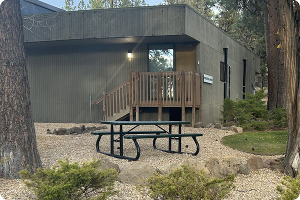 Picnic table outside the Ponderosa Annex