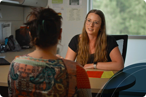 Advisor talking to a student