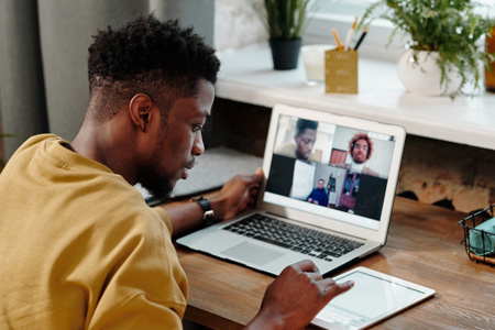 Student taking class online