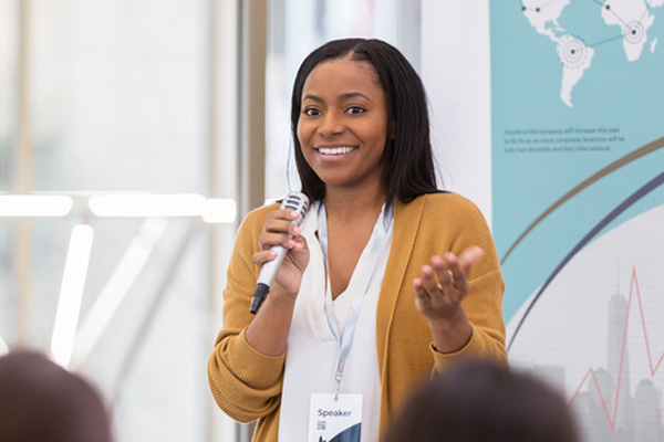 Speaker speaking to a group