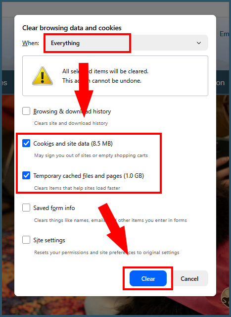 Firefox delete cache