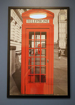 Red phonebooth art that marks phone zones