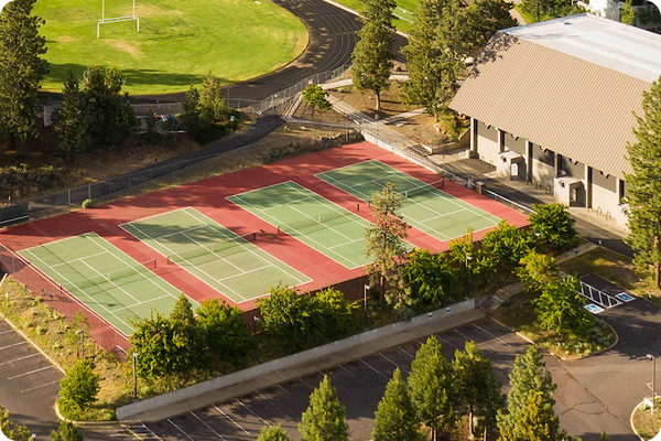 aerial view of the COCC tennis courts