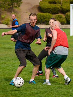 COCC students playing Intramural Soccer