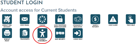 Student Login screen with a red circle around SAS icon