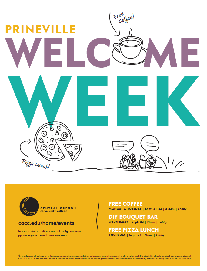 Prineville Welcome Week poster with events