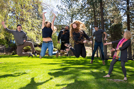 Community College Addiction Counseling and Behavioral Health students jumping in unison
