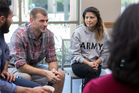 Addiction Counseling and Behavioral Health students group conversation